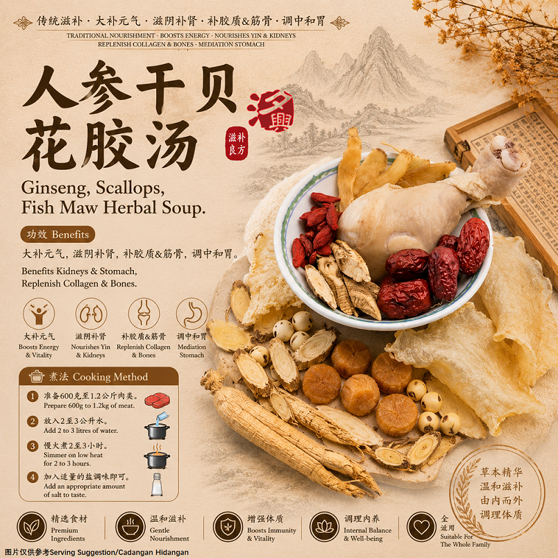 人参干贝花胶汤
