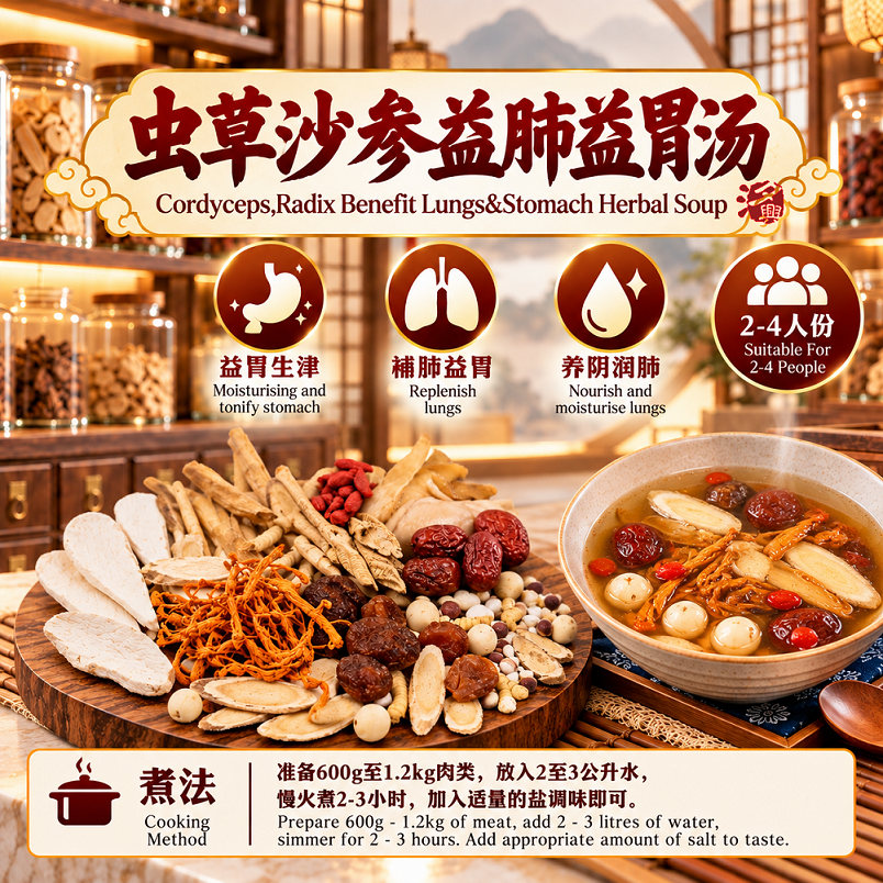 药材汤 虫草沙参益肺益胃汤shopee