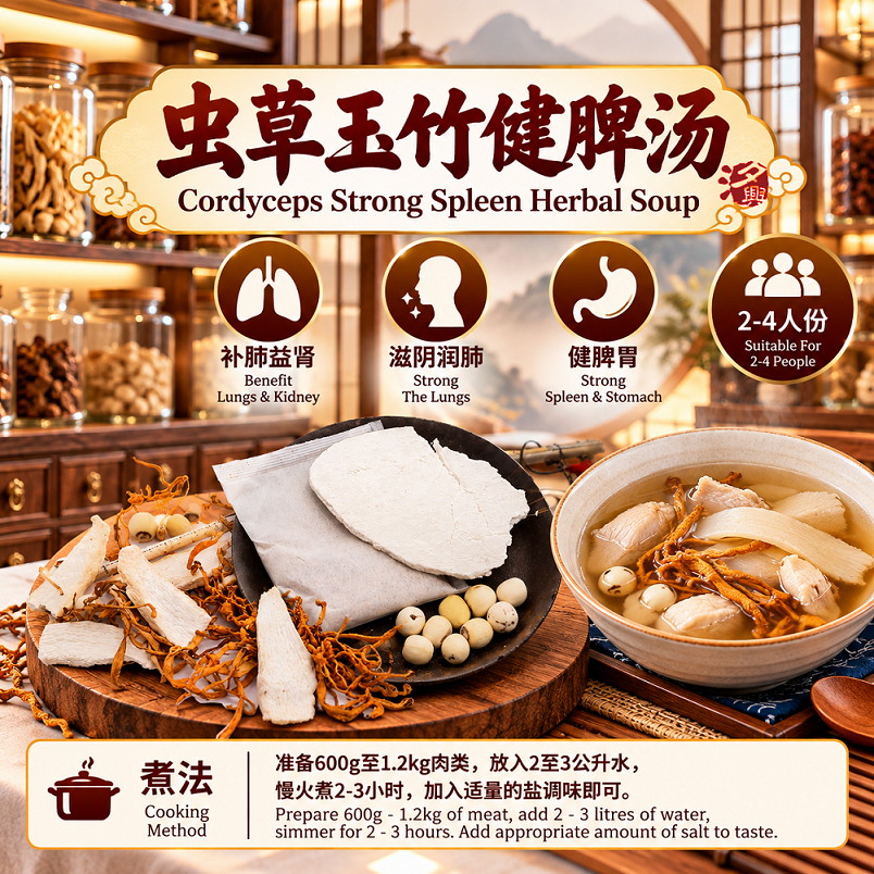 药材汤 虫草玉竹健脾汤shopee